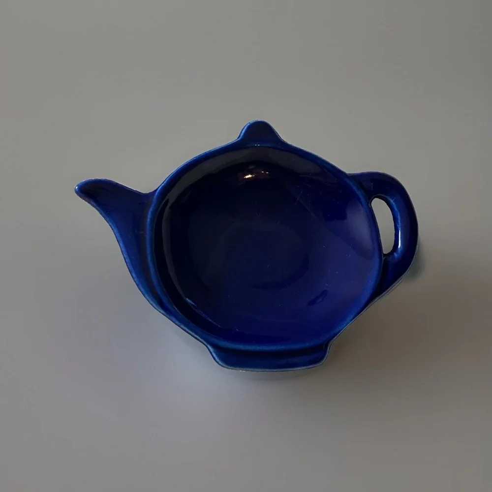 Vintage Tea Bag Holder Rest Cobalt Blue Tea Time Cottagecore HIC Japan
